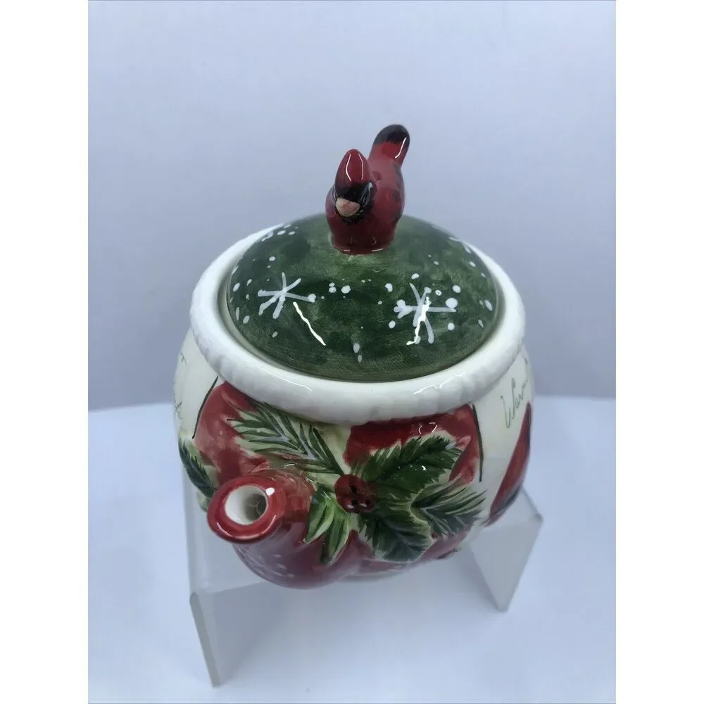 Yankee Candle Cardinal Christmas Warm Hearts Teapot Votive Holder